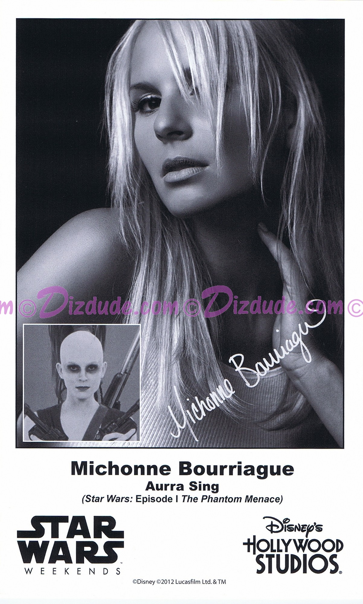 Michonne Bourriague who played Aurra Sing Presigned Official Star Wars Weekends 2012 Celebrity Collector Photo