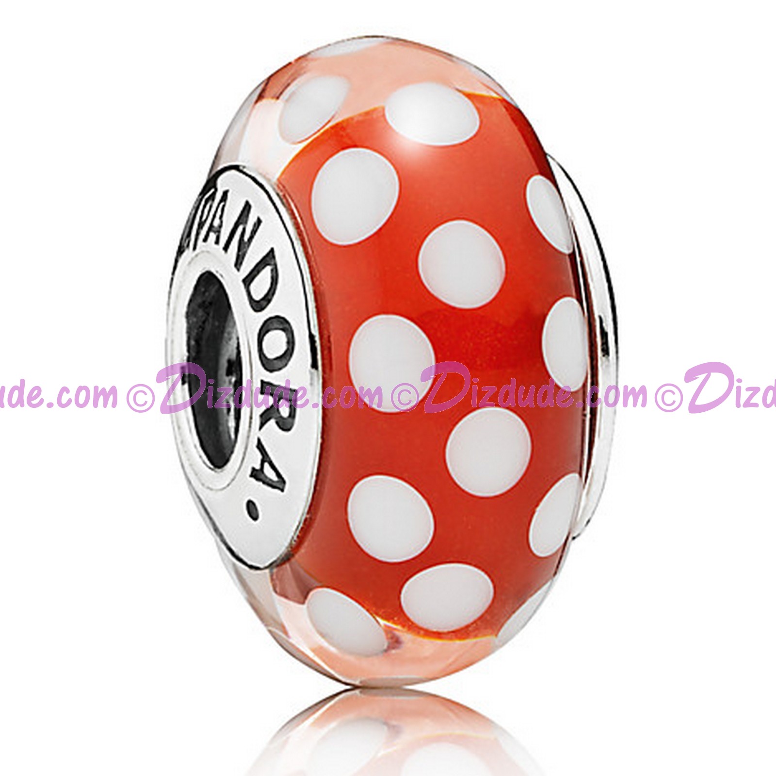 Disney Pandora "Minnie's Signature Look" Sterling Charm with Red and White Murano Glass