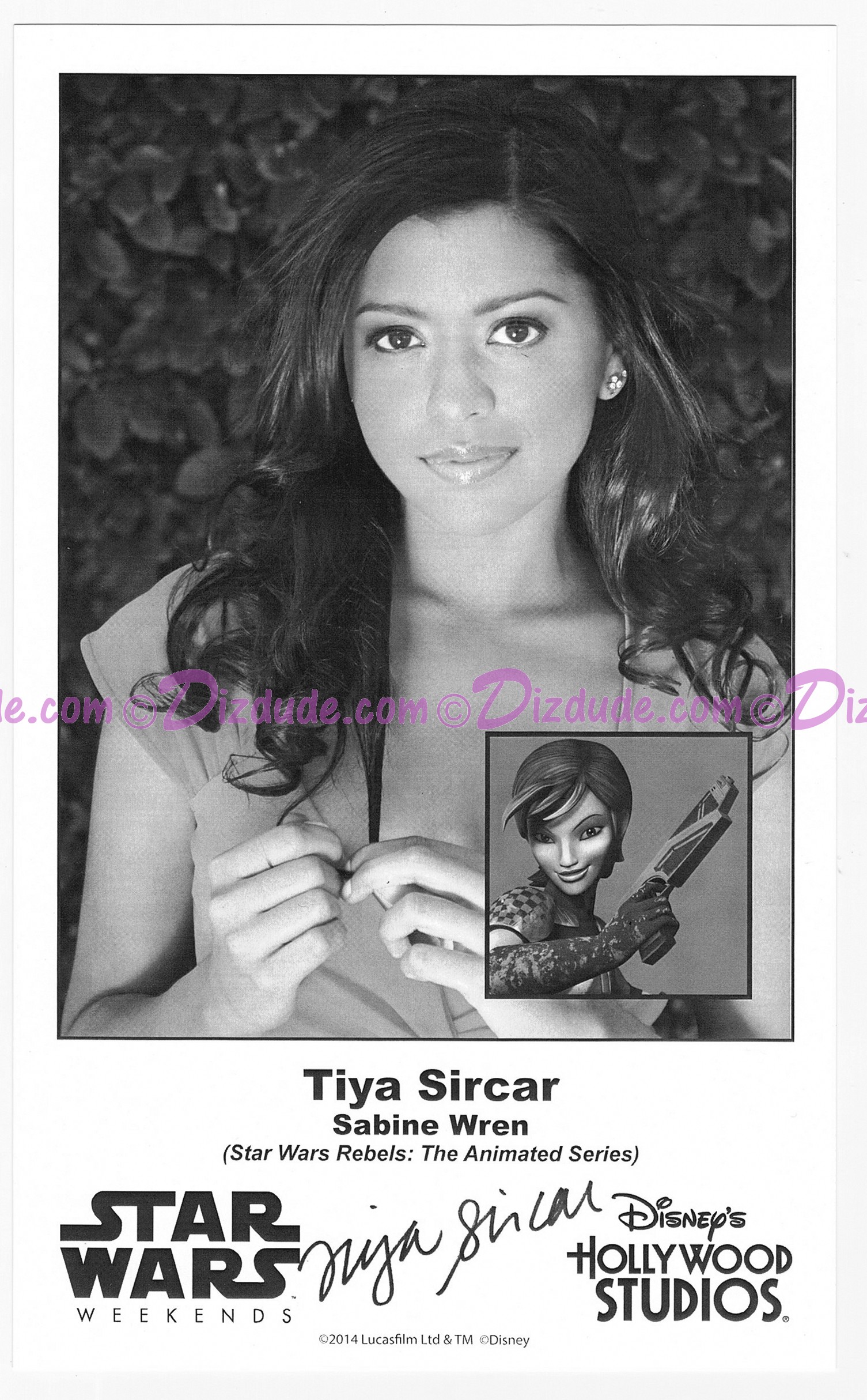 Tiya Sircar the voice of Sabine Wren Presigned Official Star Wars Weekends 2014 Celebrity Collector Photo