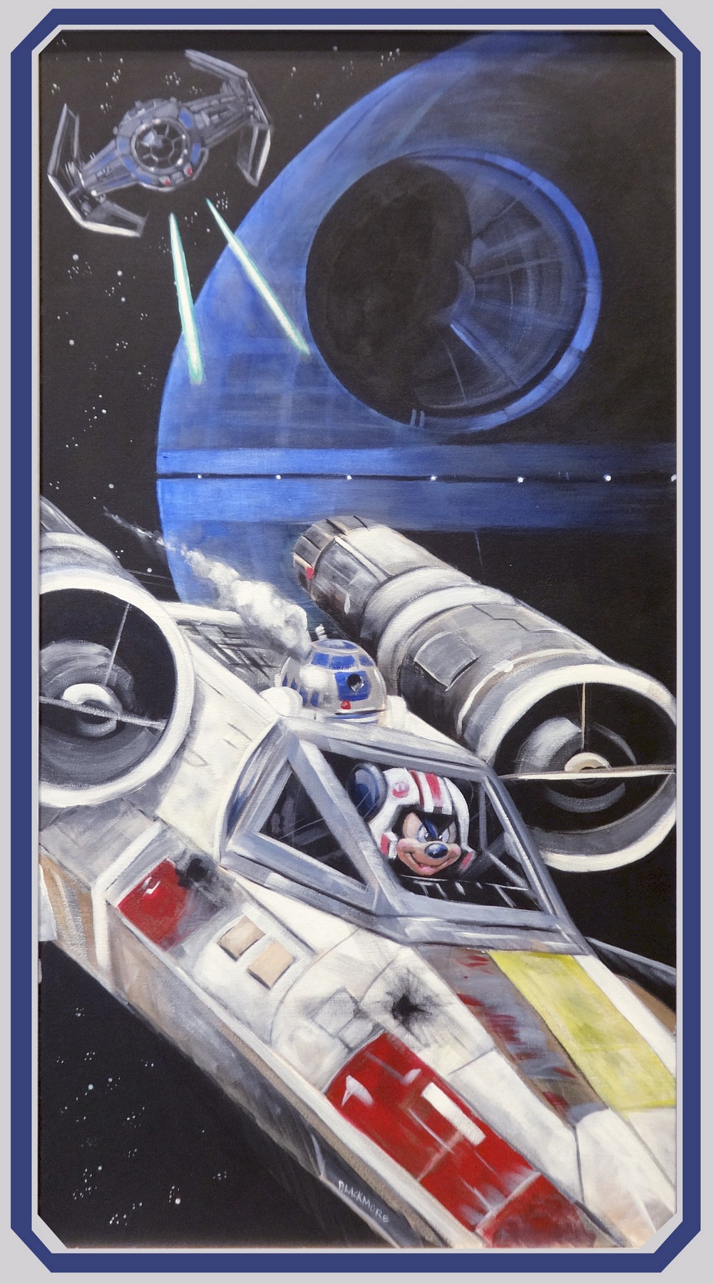 Disney Star Wars Mickey in an X-Wing Matted Print by Brian Blackmore Disney Star Wars Mickey in an X-Wing Matted Print by Brian Blackmore