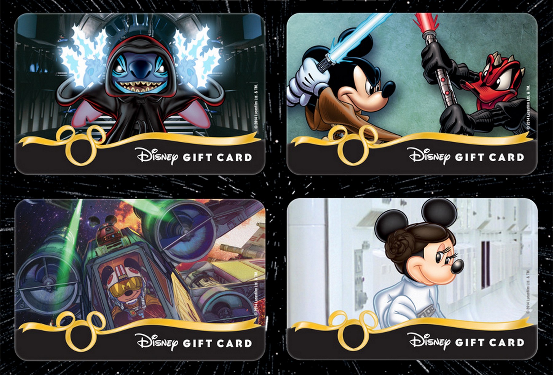 Star Wars Gift Card Set of 4 ~ Disney Star Wars Weekends 2014 Star Wars Gift Card Set of 4 ~ Disney Star Wars Weekends 2014