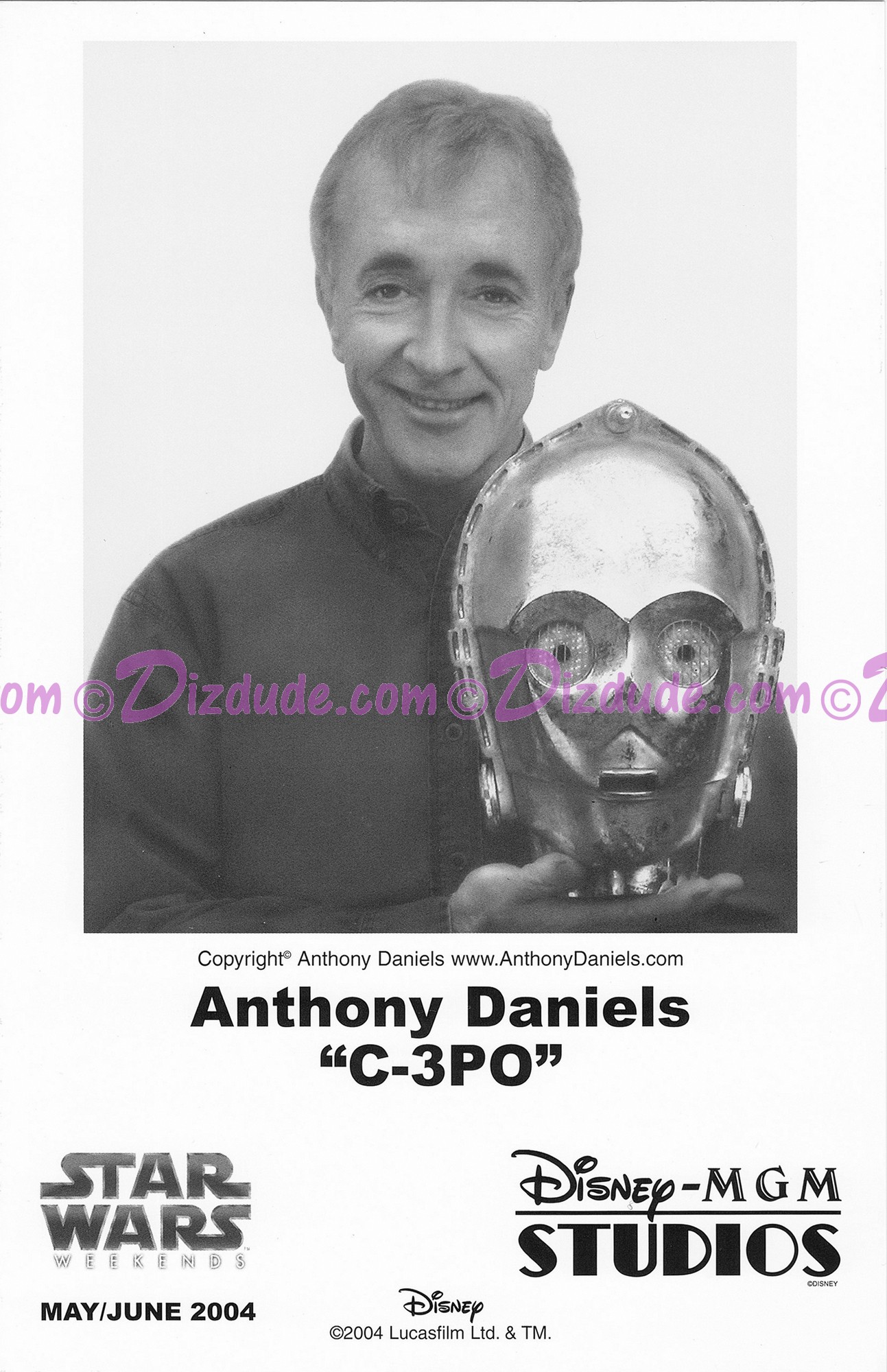 Anthony Daniels who played C-3PO Official Star Wars Weekends 2004 Celebrity Collector Photo Anthony Daniels who played C-3PO Official Star Wars Weekends 2004 Celebrity Collector Photo