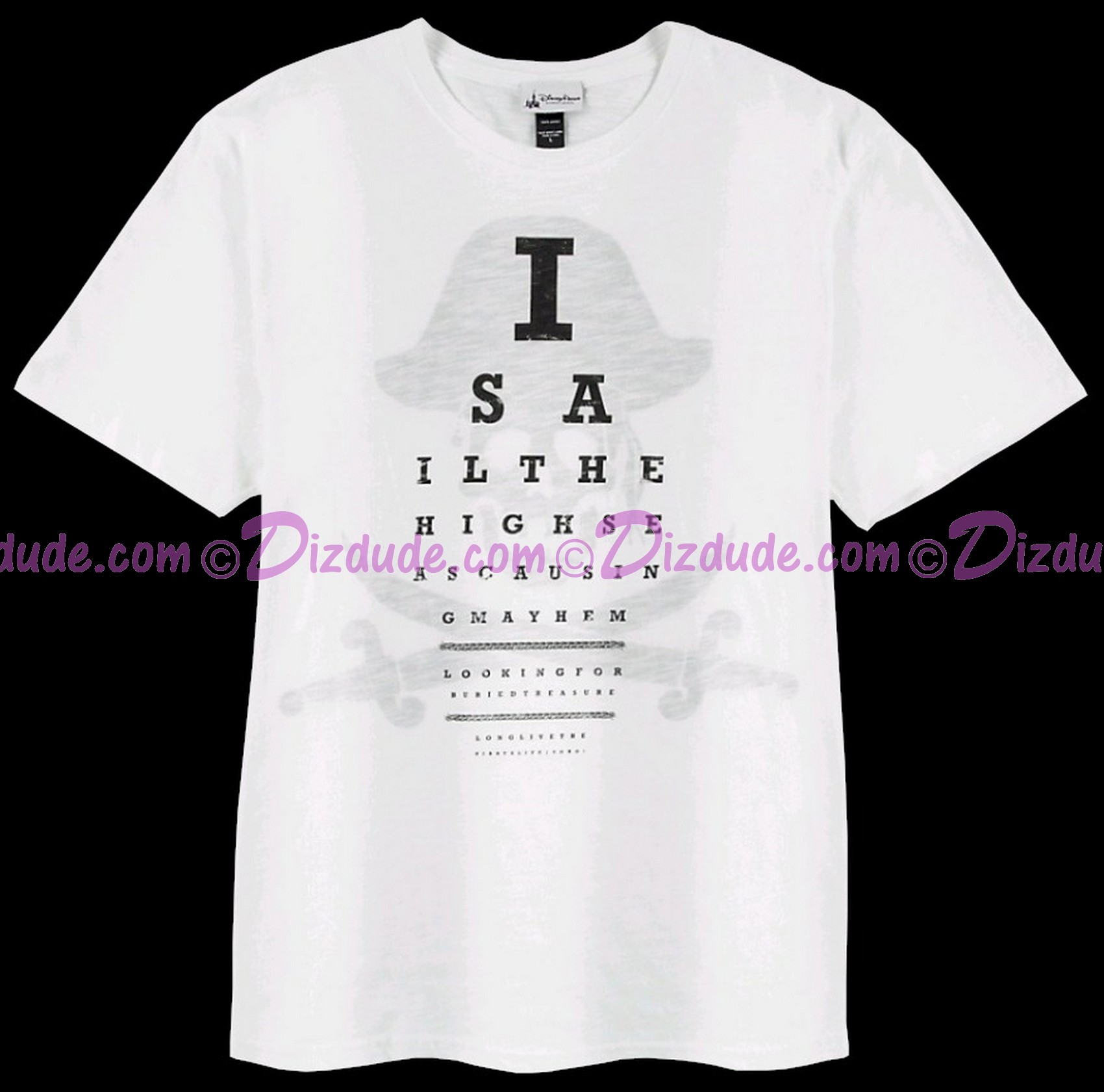 (SOLD OUT) Pirate Eye Chart Adult T-shirt (Tee, Tshirt or T shirt) Disney's Pirates of the Caribbean