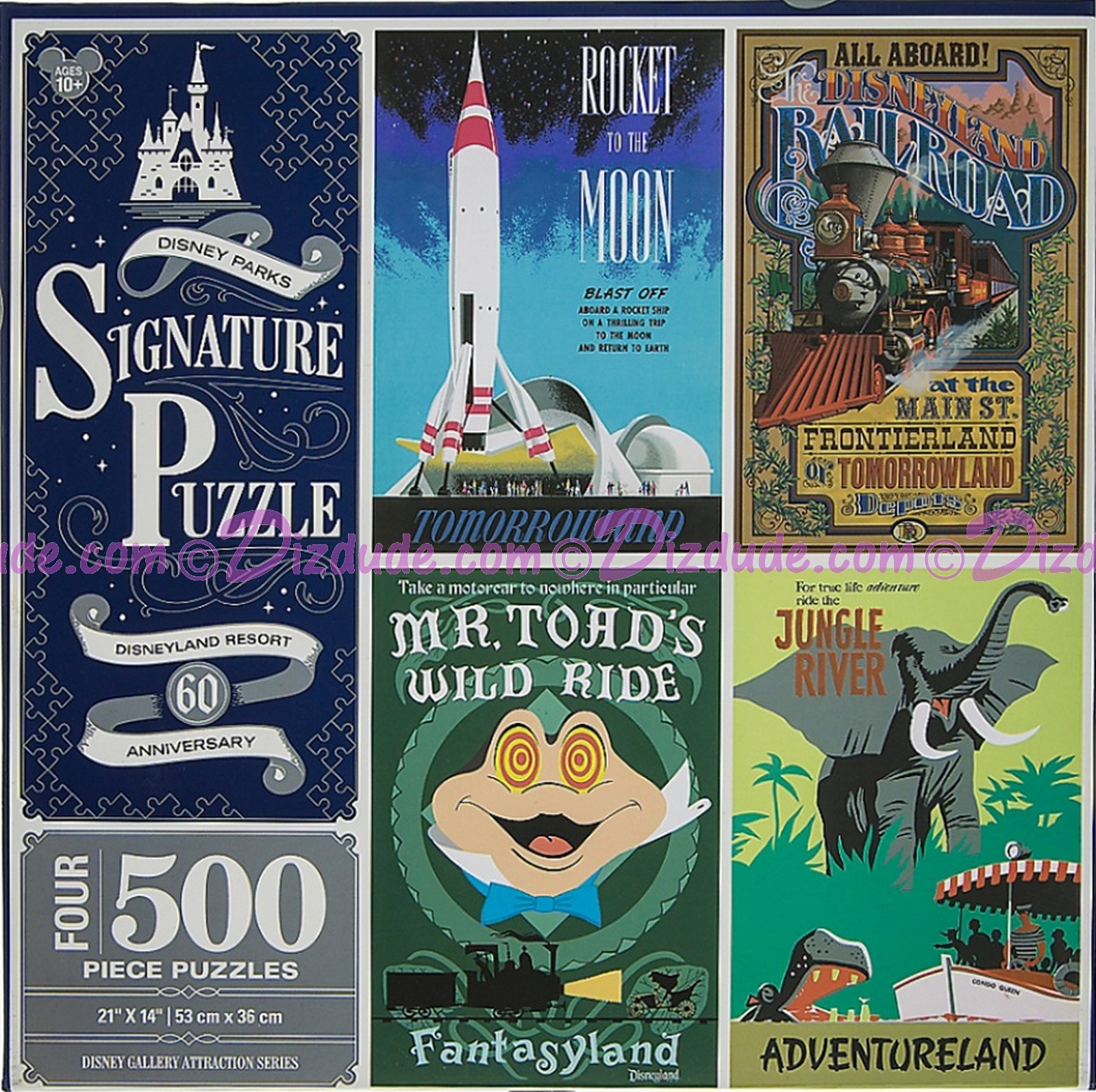 NIB Disneyland 60th Anniversary Set Of Four 500 piece Signature Puzzles.