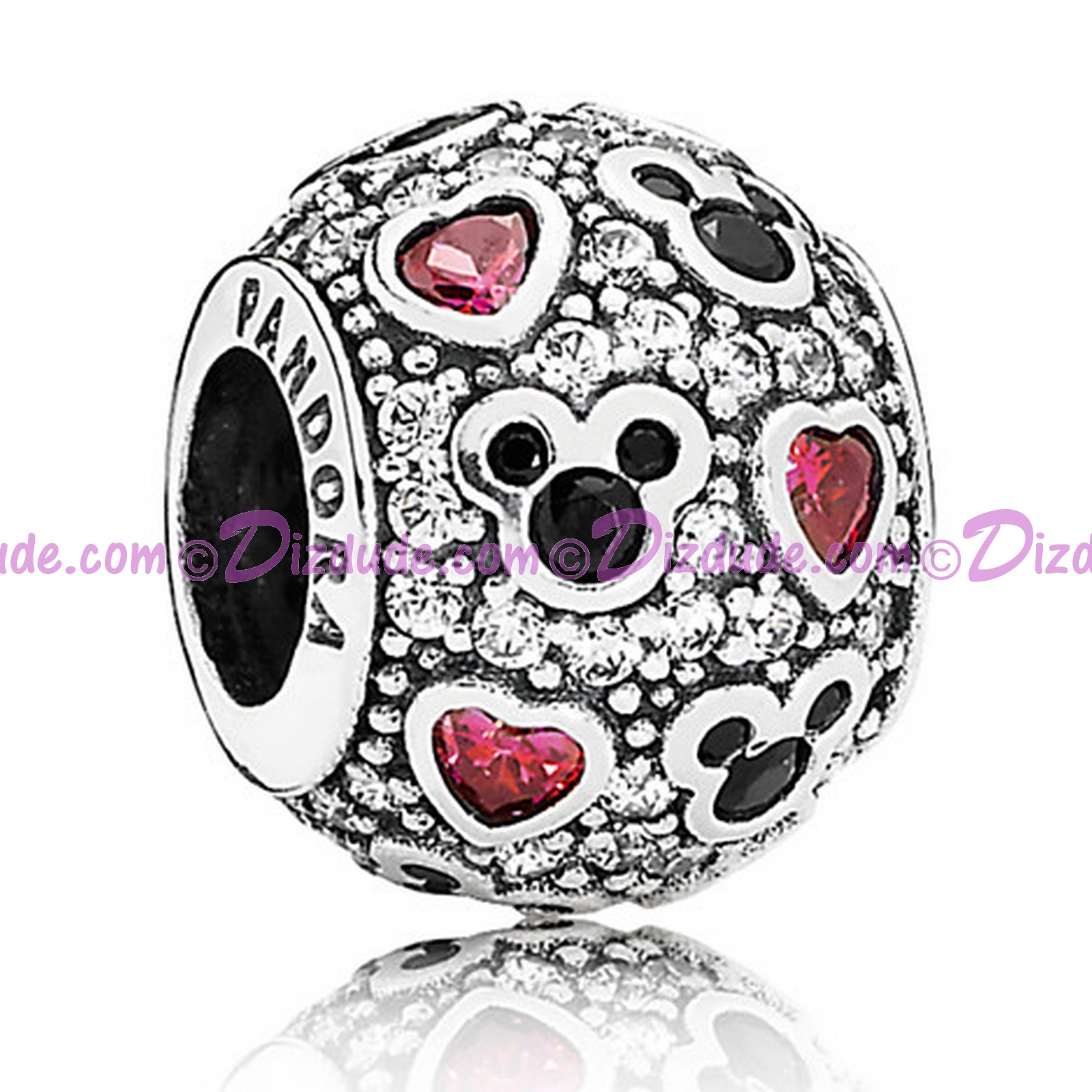 (SOLD OUT) Disney Pandora Sparkling Mickey and Hearts Sterling Silver Charm with Cubic Zirconias