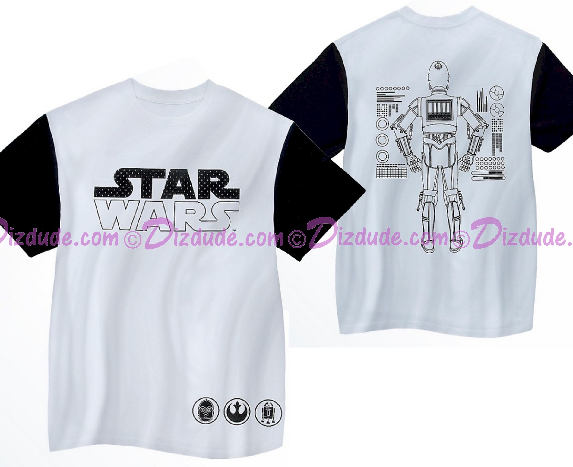 Disney Star Wars C-3PO Mesh Adult Shirt (T-Shirt, Tshirt, T shirt or Tee) Printed Front, Back and Sleeves © Dizdude.com