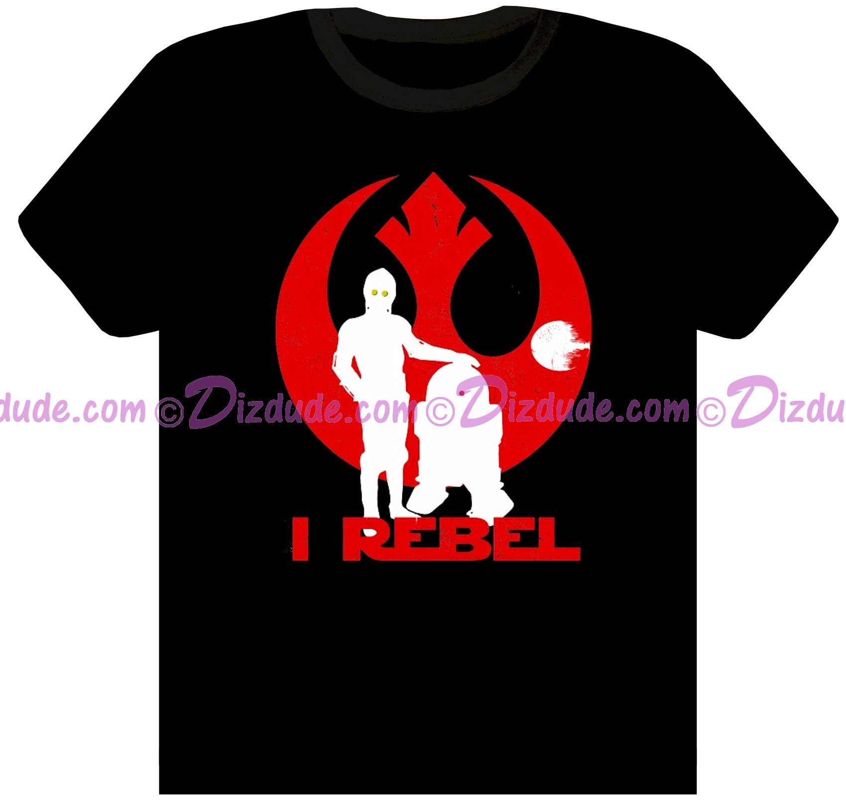 Star Wars Rogue One I Rebel with C-3PO & R2-D2 ~ Fantasy T-shirt (Tshirt, T shirt or Tee) © Dizdude.com