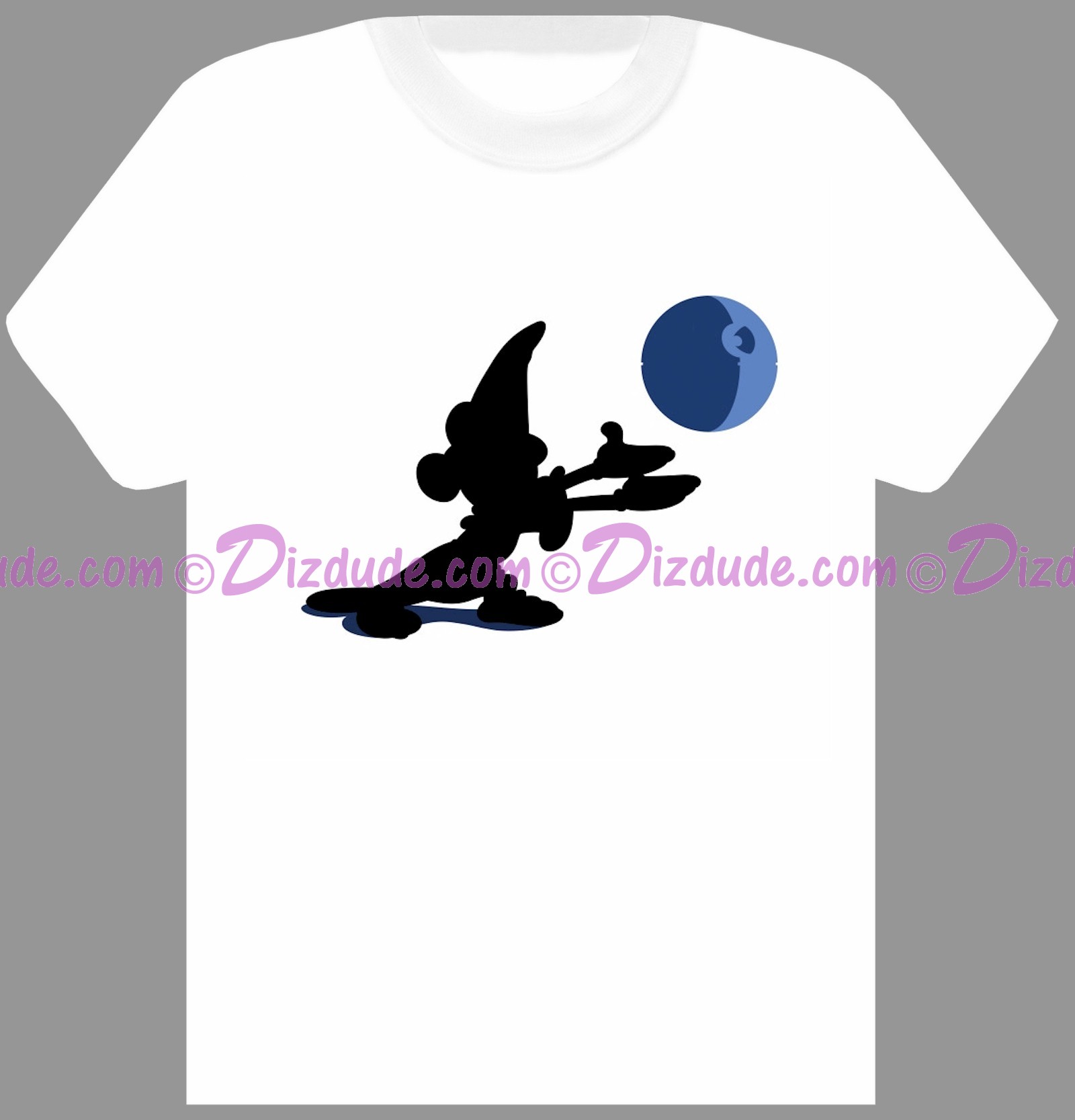 Star Wars The Sorcerers Apprentice Mickey with The Death Star ~ Fantasy T-shirt (Tshirt, T shirt or Tee) © Dizdude.com