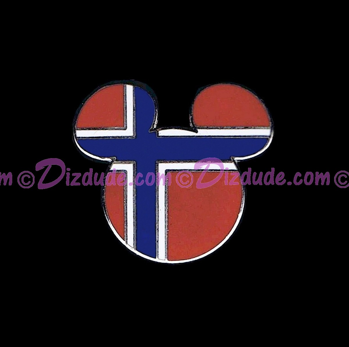 Walt Disney World Epcot World Showcase - Mickey Head & Ears Icon Pin (Norwegian Flag) ©Dizdude.com
