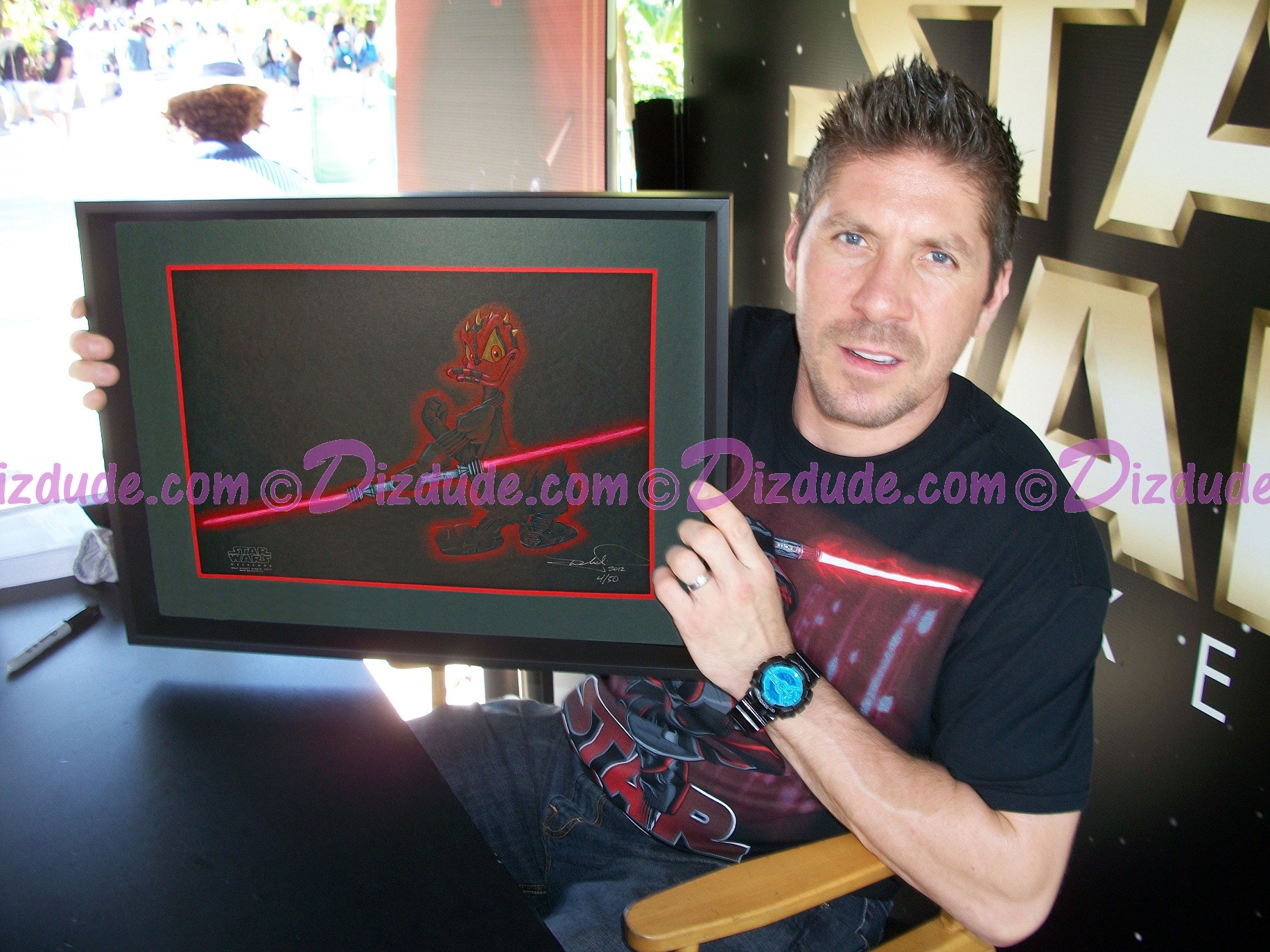 Disney Star Wars Weekends 2012 Ray Park Holding Donald as Darth Maul