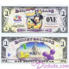 2009 "D" $1 MINT UNC Disney Dollar - Mickey and Pluto with Cake front with Cinderella's Castle in Clouds on back - Celebrate You series from Disney World ~ © DIZDUDE.com 