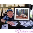 Warwick Davis holding the "Defend-Ears of the Kingdom" Cel just after he autographed the back ~ © Dizdude.com